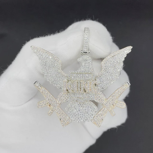 Haut de gamme flash vente chaude nouveau diamant personnalisé logo et nom pendentif avec 925 Sterling Silver Moissanite diamant coupe ronde - Product Image 2