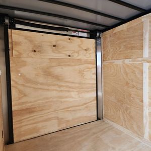 Black Enclosed Cargo <b>Trailer</b> Tall Wall Utility <b>Box</b> <b>Trailer</b> Tandem Axle Transport Enclosure with Side Door - Product Image 3