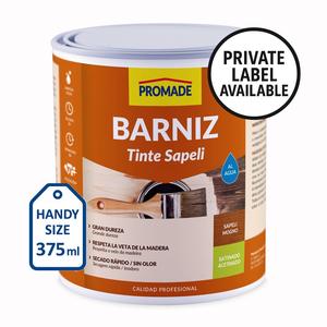 Vernis pour bois d'intérieur personnalisable, à base d'eau, finition satinée, couleur sapelli, faible teneur en COV, sans solvant, 375 ml. - Product Image 2