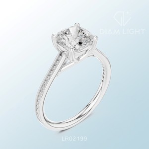Classic white gold cluster ring featuring cushion cut diamond ideal for engagement bridal wear wedding or meaningful gift giving - Product Image 2