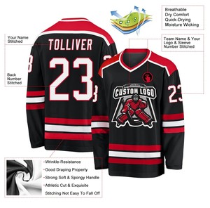 Premium Custom Made Ice Hockey Jersey Quick Dry Polyester with <b>Embroidery</b> OEM Service for Team Names - Product Image 6