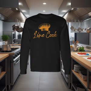 Line <b>Cook</b> Chef Hat Long Sleeve T-Shirt Culinary Kitchen <b>Wear</b> - Product Image 3