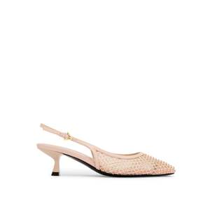 Sandalias Valentino Slingback con Tacón y Cristales Color Nude - Product Image 1