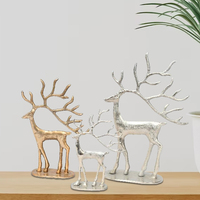 Ensemble de 3 sculptures de table en aluminium en forme de bois de cerf pour la décoration de la maison Diwali, centres de table au design moderne et épuré