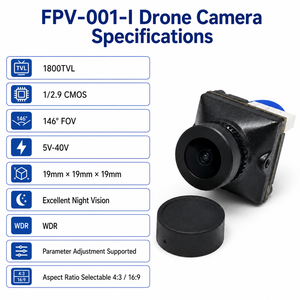 กล้องตรวจสอบอุตสาหกรรม FPV UAV ขนาด 1/1.8" CMOS 1800TVL WDR มองเห็นในเวลากลางคืน, ความหน่วงต่ำ, 125 °   FOV, อินพุต 5-40V - Product Image 3