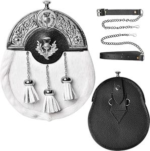 ONSTYLE SPORTS Kilt semi-habillé écossais avec chaîne de ceinture en cuir Fourrure de lapin Kilt en cuir Sporran multi-design durable - Product Image 3