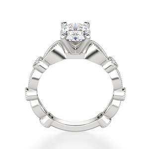 แหวนหมั้นทรงรีเพชรเลี้ยงในห้องปฏิบัติการ ดีไซน์น่ารัก ทองคำขาว สไตล์วินเทจ สำหรับผู้หญิง - Product Image 2