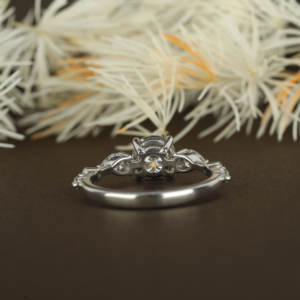 Anillo de diamante de moissanita de corte redondo de oro sólido de 14 quilates, diseño clásico de moda, joyería fina para compromiso, bodas, fiestas de aniversario - Product Image 3