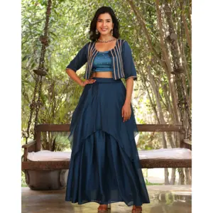 Ensemble deux pièces en soie Bloom Blue Gotta pour femme, short et veste, tailles XS à 5XL - Product Image 6