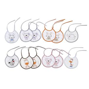 Juego de Baberos Azules para Bebé, 20x20, Algodón Tery, Diseño de Dibujos Animados, Rango de Edad 0-12 Meses, con Colgador, Paquete de 2 - Product Image 1