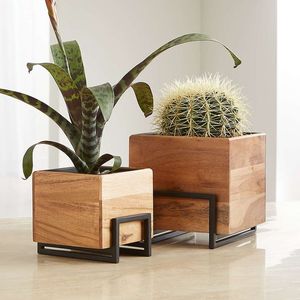 Macetas de madera para el hogar, exteriores e interiores, uso para la decoración del hogar y el hotel con soporte de madera - Product Image 2