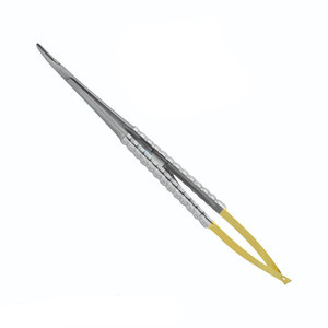 Artículos nuevos Castroviejo Soporte de aguja Pinzas curvas TC 14cm Instrumentos de acero inoxidable de medio oro - Product Image 6