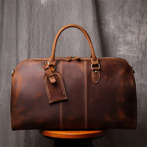 Luxury Unisex Custom Genuine Leather Duffel <b>Bag</b> Weekender <b>Overnight</b> Luggage Travel <b>Bags</b> - Product Image 2