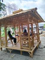 Gazebo y Pérgola de Bambú Hechos a Mano de Primera Calidad, Diseño Tradicional, Muebles de Exterior de Alta Calidad para Fiestas