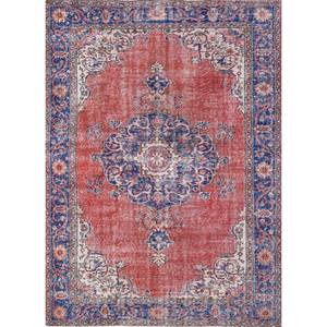 Alfombras Vintage de Lana 9x12 en Rojo y Naranja, Anudadas a Mano con Patrón de Medallón, para Uso Doméstico, para Sala de Estar o Pasillo, Modelo Pae-2030 - Product Image 1