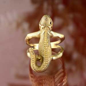 Anillo de Lagarto con Diseño Moderno, Anillos Boho de Latón para Mujer, Chapado en Oro de 18k, Anillo Abierto con Textura de Animal Gótico para Venta al por Mayor/OEM/ODM - Product Image 1