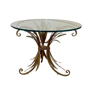Table basse en verre de luxe avec meubles en métal Table basse trois jambes métal fer fini antique - Product Image 6