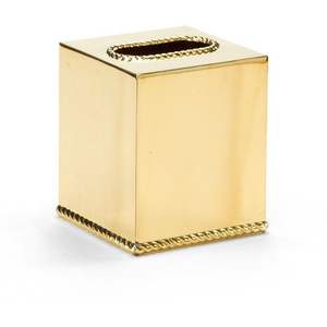 Modern Hammered Brass Tone Metal Cube <b>Facial</b> <b>Tissue</b> Box Cover with Open Bottom Decorative Pebbled Texture Square Holder - Product Image 4