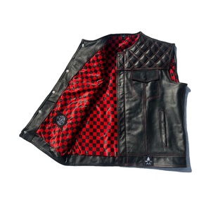 Men Genuine Leather Biker <b>Vest</b> With A Traditional Cut Designed For Everyday Riding Soft Sublimated Silk Inside Lining - Product Image 1