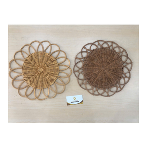 Assiette tissée en rotin naturel fait à la main, décoration murale décorative vintage, plaque ronde pour table ou salon - Product Image 4