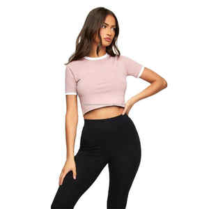 Camisetas personalizadas China Crop Top Sport Mujer Camiseta con su logotipo Manga corta Hip Hop Cuello redondo - Product Image 1