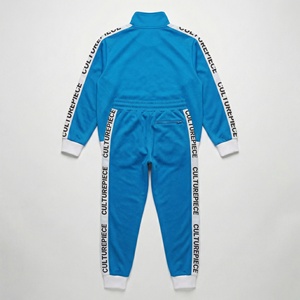 Ensemble de survêtement sport bleu personnalisé |   Veste zippée et pantalon de jogging pour homme |   Fabricant de vêtements de sport à marque privée OEM - Product Image 2