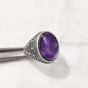 Wholesale <b>Mens</b> <b>Ring</b> Natural Amethyst Gemstone February Birthstone Birthday Gift, Engagement Jewelry 925 Sterling Silver <b>Ring</b> - Product Image 4