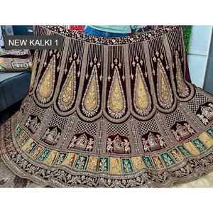 Velvet Lehenga avec Heavy Jarkan Cut Paste Work Rajwadi Concept 3.5M Flair Double Can pour 1.2M Choli & 2.5M Dupatta pour les fêtes - Product Image 1