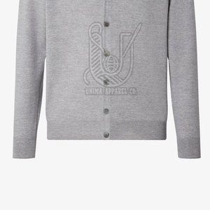 Cardigan en laine/coton tricoté respirant pour homme, décontracté, boutonné, manches longues, taille personnalisée, logo sur le devant - Product Image 5
