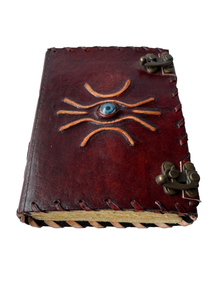 Cahier de Journal Livre des Ombres en Cuir Véritable Marron Foncé avec 2 Papiers de Bord en Laiton Antique C-Lock - Product Image 6