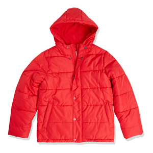 Veste matelassée à capuche rouge pour homme, couleur unie, décontractée, hiver, grande taille, épaisse, chaude, fermeture à boutons - Product Image 1