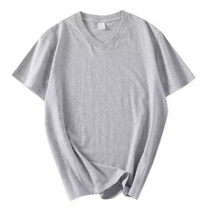 T-shirt pour homme à manches courtes, col en V, 210 GSM, 100% coton, design uni sur le devant, séchage rapide, respirant, vêtements de sport d'extérieur - Product Image 3