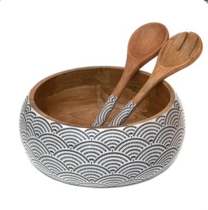 Bol de service en bois à prix abordable avec service à salade Design émaillé pour servir la salade, les fruits et la nourriture Bol de vaisselle de table - Product Image 1