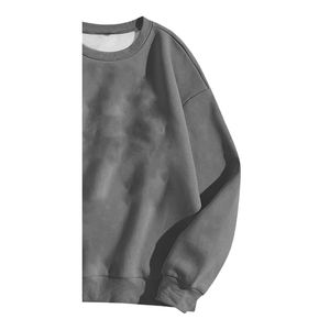 Eco-Friendly Women's Winter Solid Embroidered Breathable Fleece Crew Neck <b>Sweatshirt</b> 340g <b>Grey</b> Windproof Polyester/Cotton - Product Image 5
