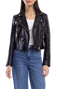 Veste élégante en cuir d'agneau coupe ajustée de haute qualité, idéale pour un usage quotidien Vestes en cuir véritable pour femmes - Product Image 2