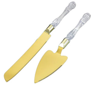 Colección brillante Venta caliente Hecho EN LA India Diseño elegante Cuchillo de pastel plateado y servidor Juego de acero inoxidable para fiesta de hotel - Product Image 2