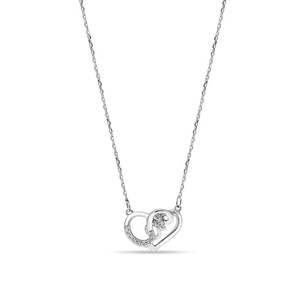 Colgante de Corazón de Plata 925 Zarkan Trendy con Cadena de Eslabones, Bañado en Rodio y Oro, con Diamantes y Circonitas - Product Image 1