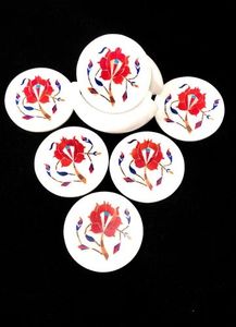 Posavasos de mármol hecho a medida con incrustaciones, ideal para tiendas decorativas para el hogar para reventa - Product Image 4