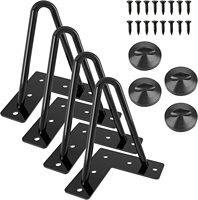 Pieds de table en métal pour skateboard, bureau, café, chevilles en forme d'épingle à cheveux, 4, 6, 12, 16, 22, 24 pouces, 50 mm, or rose, noir, 2 ou 3 tiges, vente en gros