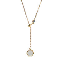 Collar de Joyería con Colgante Hexagonal Ajustable, Chapado en Oro de 18k, Acero Inoxidable 316L Resistente al Agua, para Mujer