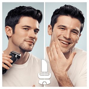 Rasoir électrique argenté pour hommes avec tête à triple lame, tondeuse de précision et station de nettoyage, pour le visage, type remplaçable - Product Image 5