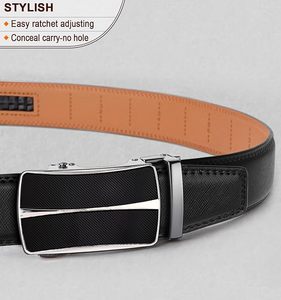Nouveau design, ceintures élégantes et personnalisées pour hommes avec boucle à cliquet, ceintures en cuir véritable de haute qualité, vente en gros par OEM, logo personnalisé - Product Image 2
