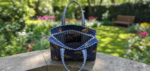 Bolso Tote Azul Vintage Bohemio para Dama, con Estampado Floral, Forro de Lona de Algodón, Ligero, para Viajes de Verano e Invierno - Product Image 3