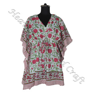 Hand Block Printed Cotton Kaftan Handmade Indian Caftan KFCS144 Abaya Kaftan Caftan Arab Jalabiya Dubai Fashion <b>Top</b> Quality - Product Image 3