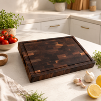 Planche à découper en acacia massif, épaisse, avec mosaïque de graines, poignée intégrée, pour chef de restaurant et découpe de viande