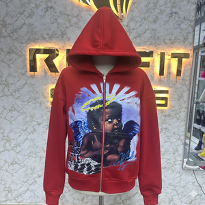 Sudadera con capucha de invierno con cremallera, la más demandada por fabricantes y clientes, de color liso, con estampado, 100% algodón, ecológica, transpirable, formal - Product Image 4