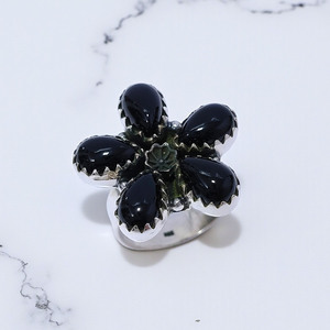 Bague en pierre précieuse Onyx noir Original fait à la main en argent 925 forme de poire bijoux fins accessoires en gros pour les femmes - Product Image 2