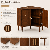Meuble d'angle moderne avec portes tambour cannelées, rangement en bois pour salon, chambre, petit espace, vente en gros