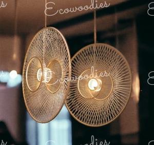 โคมไฟระย้าหวายโคมไฟระย้าโคมไฟเพดานโคมไฟสานไม้โบราณทรงกลมสำหรับคลุมและเฉดสี - Product Image 5