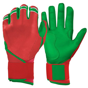 Gants de frappe de baseball personnalisés, couleur rouge, verte et blanche, sangle de poignet, durables, légers, respirants, logo personnalisé pour les professionnels - Product Image 1